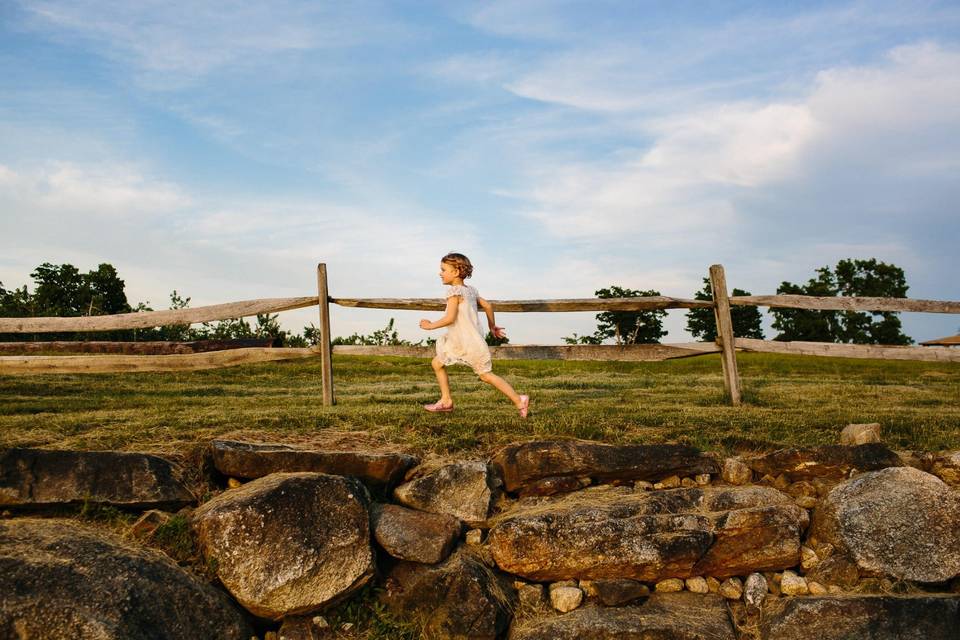 Flower girl running