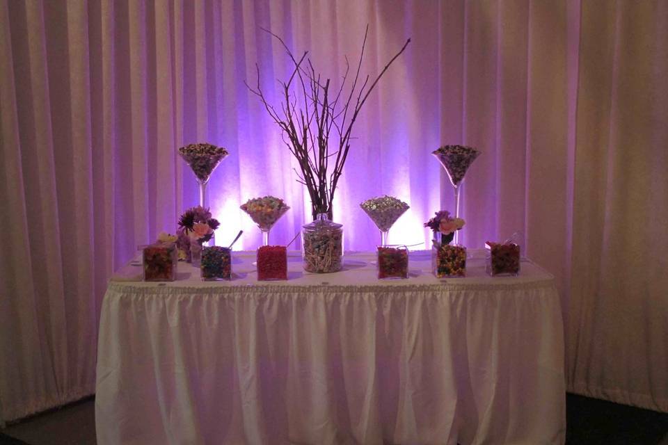 A Wedding Candy Table at Pine Peaks Event Center a member of Wedding Wire, The Knot, Brainerd Wedding Association, Twin Cities Bridal Show.