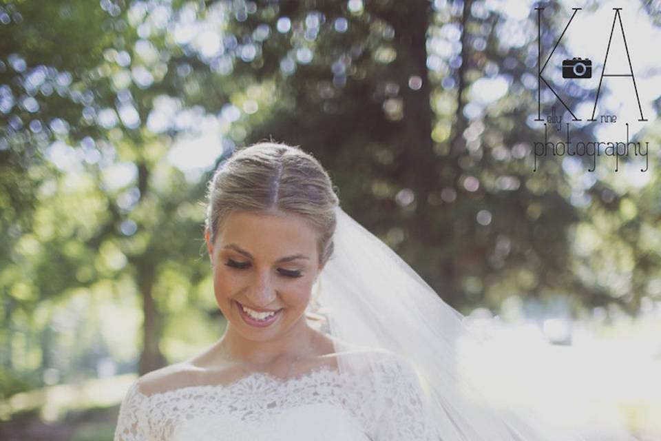 Bride in a sleeved wedding dress