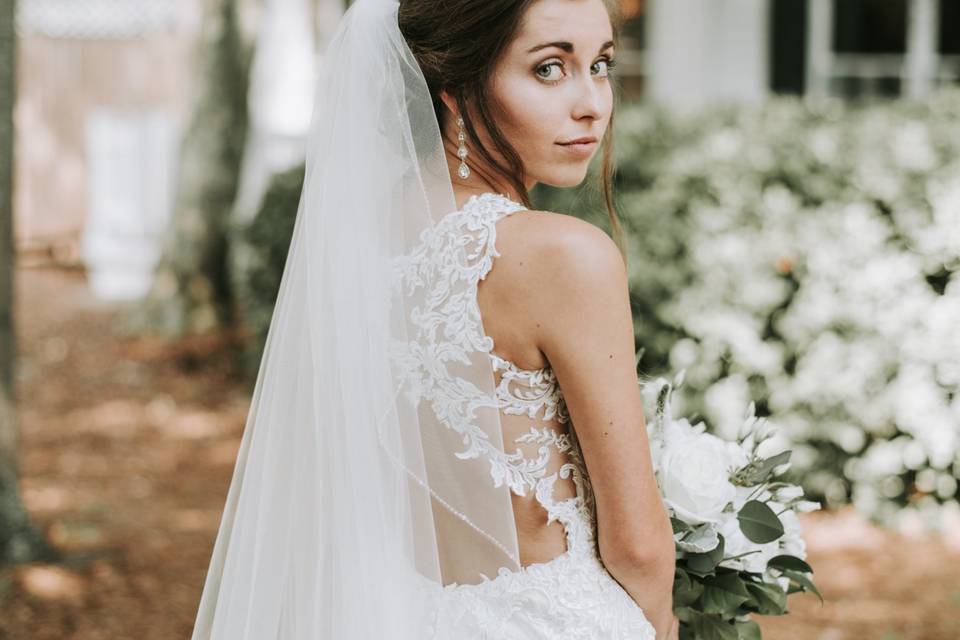 Lace-back wedding gown