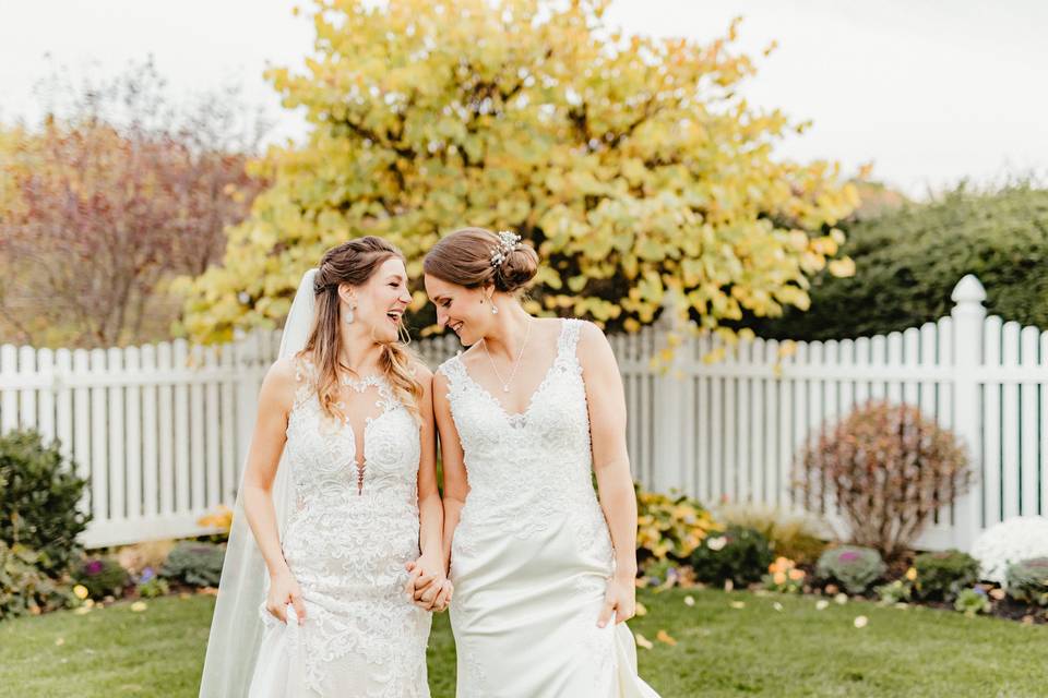 Brides in the garden