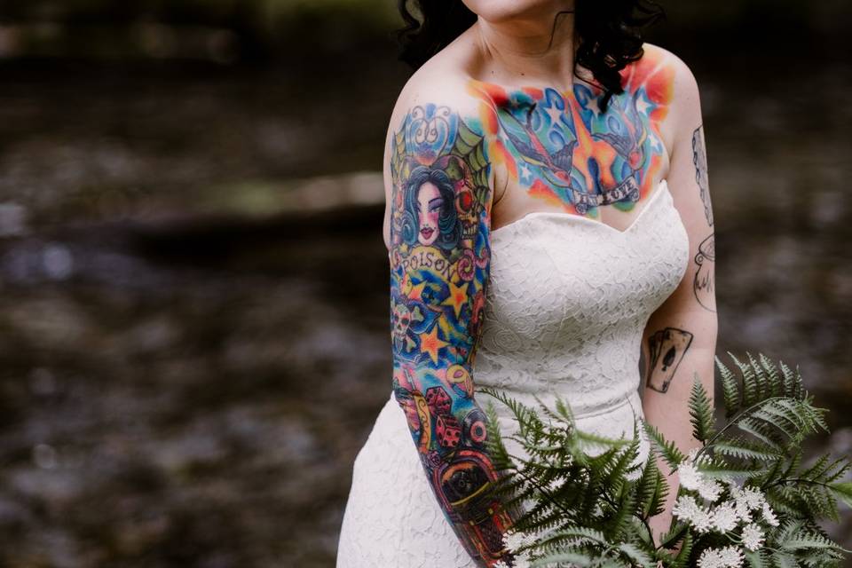 Bride at river