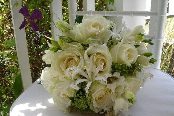 Hand tied bridal bouquet in white