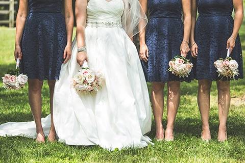 Bride and her bridesmaids