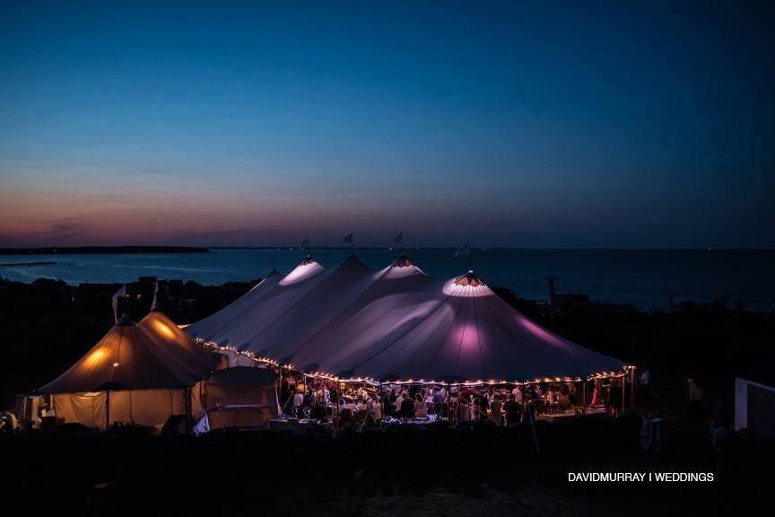 Huge tent at night