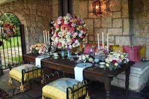 Table set-up with flower centerpiece