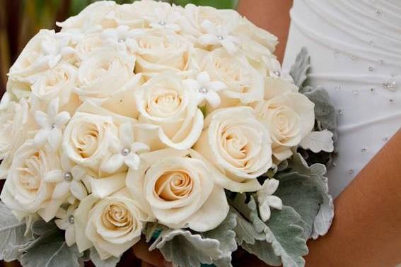 The bride holding her bouquet