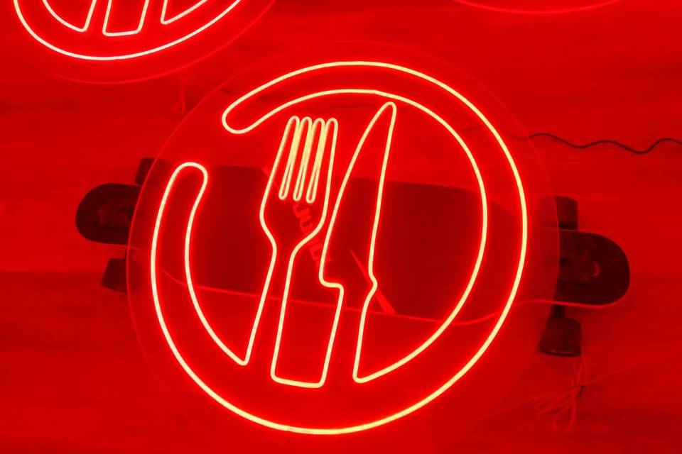 Red Neon with clear backing