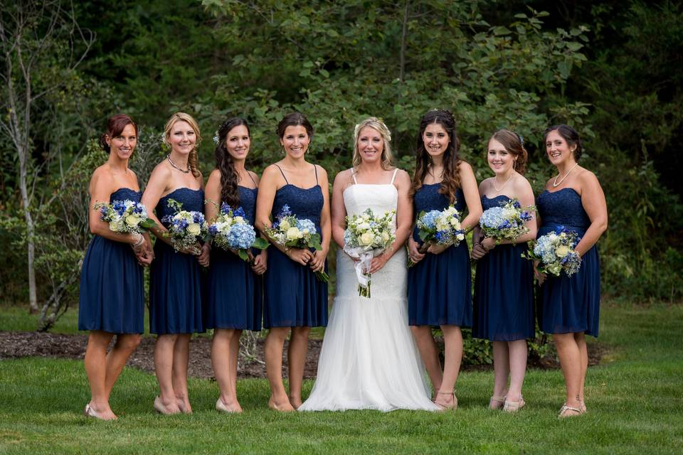 The bride with her bridesmaids