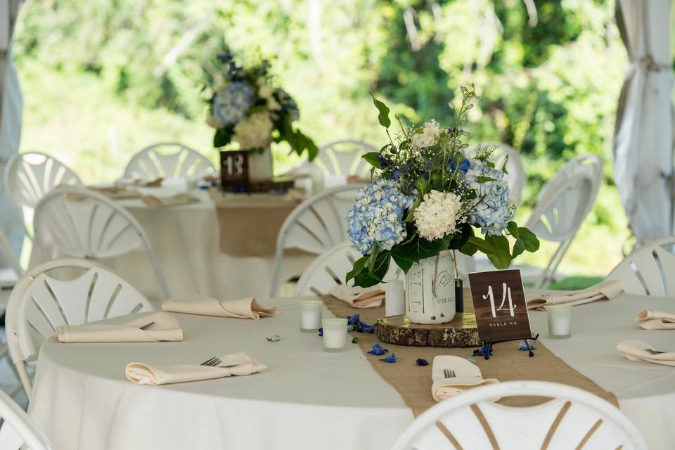 Table setup with centerpiece