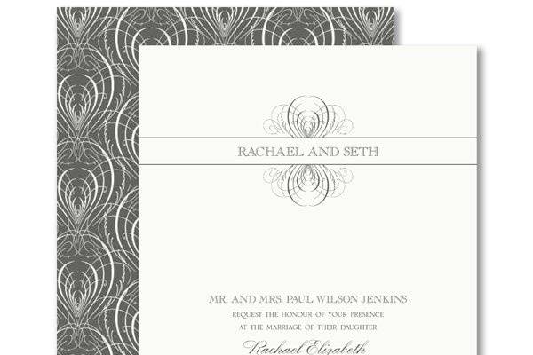 Vera Wang Charcoal Calligraphic Feather Wedding Invitations79-95117