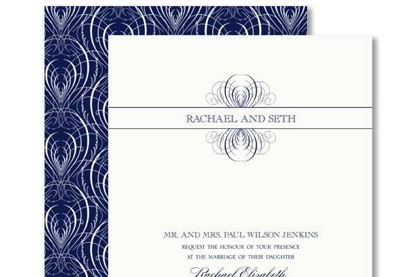 Vera Wang Indigo Calligraphic Feather Wedding Invitations79-95138