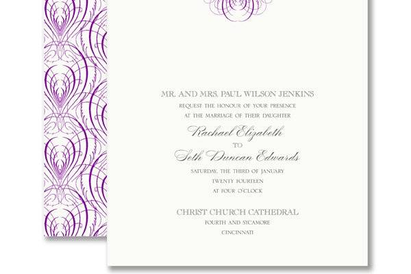 Vera Wang Raspberry Calligraphic Feather Wedding Invitations79-95131