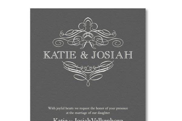 Vera Wang Engraved Calligraphic Crest Pewter Wedding Invitations85-86087
