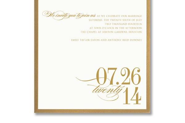 Vera Wang Gold Bordered Oyster White Wedding Invitations85-85632