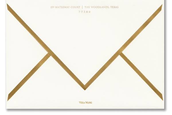 Vera Wang Gold Bordered Oyster White Wedding Invitation Envelopes85-85632