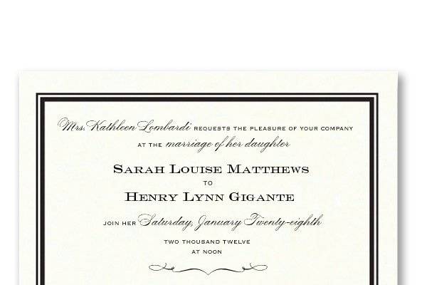 Vera Wang Black Double Bordered Oyster White Wedding Invitation85-70876W45