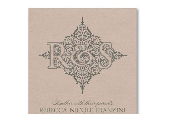 Vera Wang Taupe Arturo Monogram Wedding Invitations85-85401