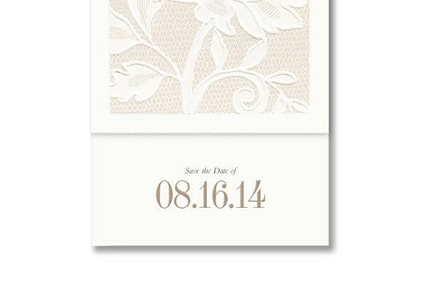 Vera Wang Opal Alencon Lace Short Fold Save the Date Cards85-67873