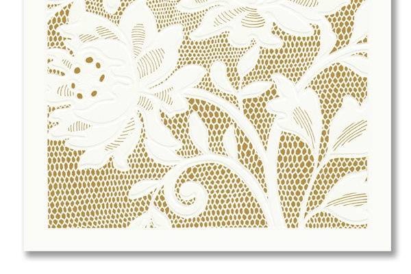 Vera Wang Square Gold Alencon Lace Wedding Invitation Folder85-67677