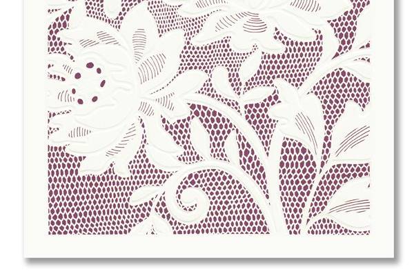 Vera Wang Square Raspberry Alencon Lace Wedding Invitation Folder85-85373