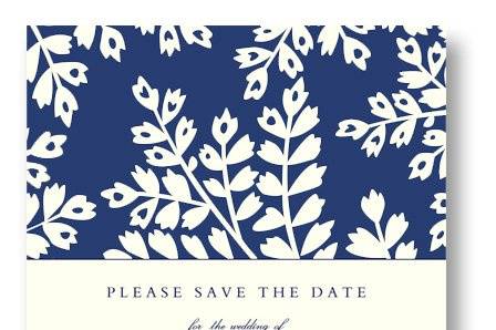 Vera Wang Leaf Print on Navy Digital Save the Date Cards