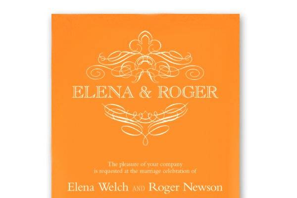 Vera Wang Mandarin Orange Personalized Invitations