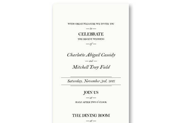 Vera Wang Oyster White Vertical Invitation with French Flap Envelopes