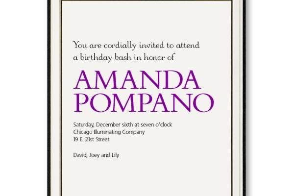 Vera Wang Black Modern Graphic Bordered Birthday Invitation Cards