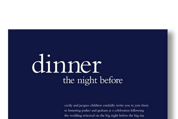 Vera Wang Navy Blue Rehearsal Dinner Invitations