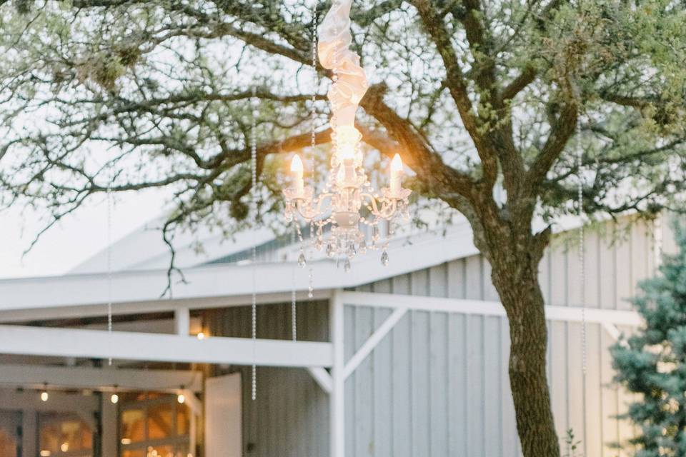 Small chandelier and pinspots