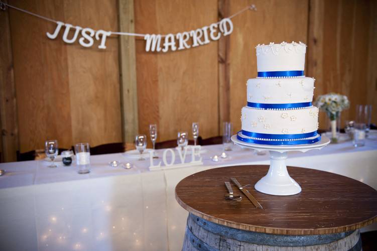 Wedding cake at a beautiful country wedding