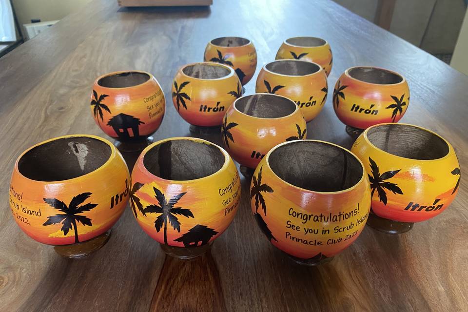 Tropical theme coconut cups