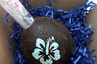 Painted coconut invitation