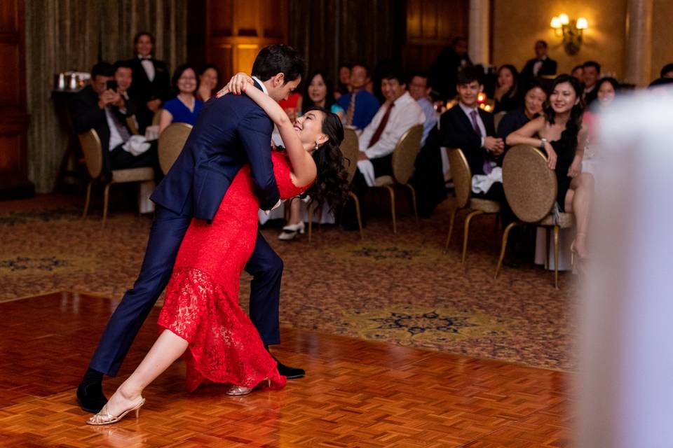 Red dress for the first dance