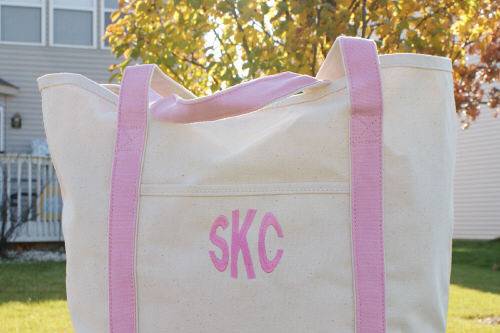 Embroidered Canvas Tote Bag With Initials