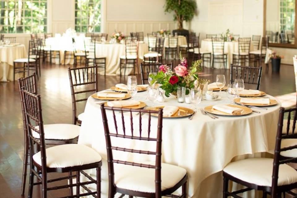 Ceiling drape with florals