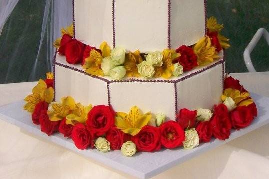 Hexagonal floral cake
