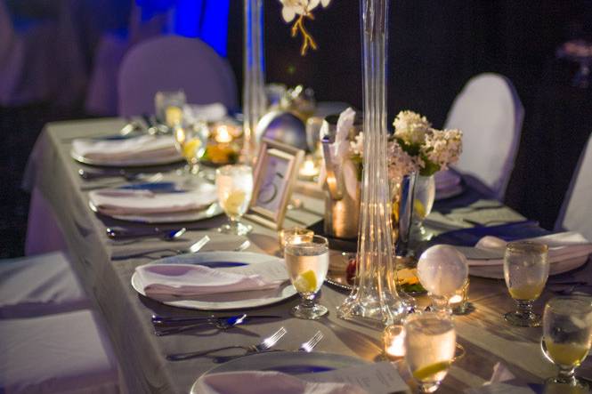 Table setup with centerpiece