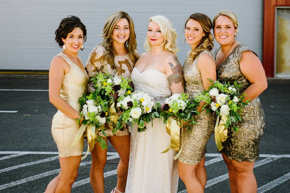 Bride and bridesmaids