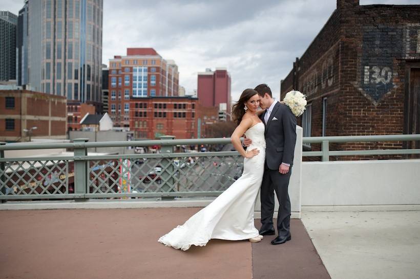 Spence and Claire's Downtown Nashville, TN Wedding | Shelby Street Pedestrian Bridge | ©Glessner Photography