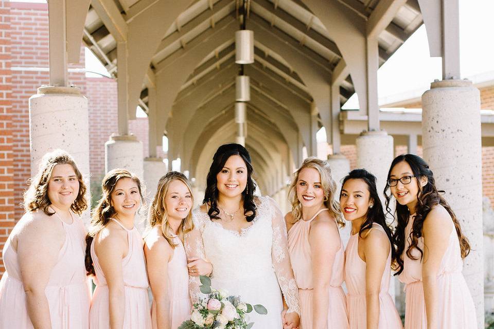 Bride and bridesmaids