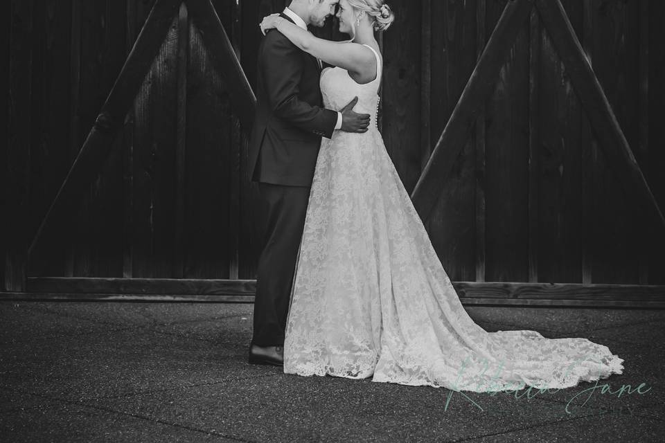 Bride + Groom in an embrace