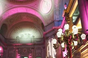 Guest visit a sushi bar during a Valima celebration at San Francisco's City Hall Rotunda.