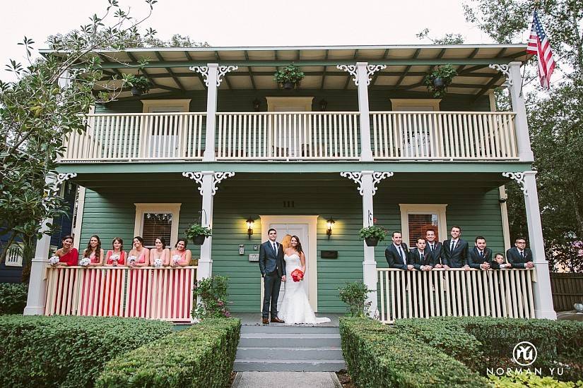 The couple with their attendants