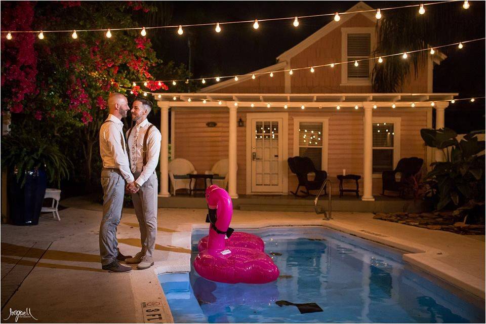 The couple by the pool