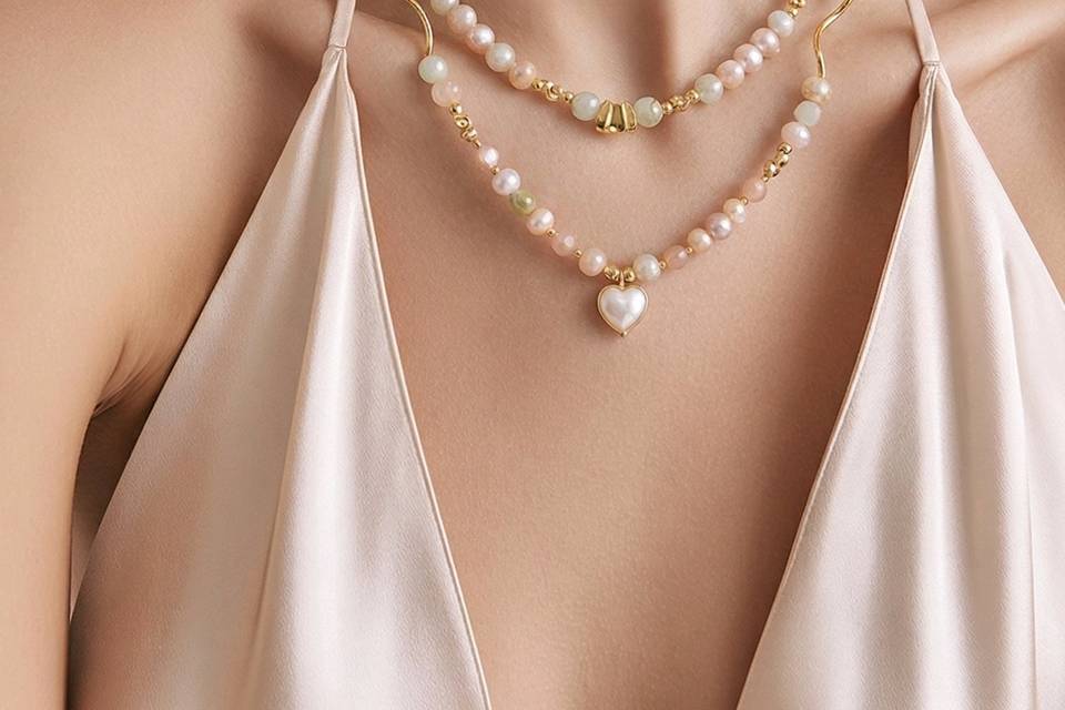 2 pc. pearls & peach stones