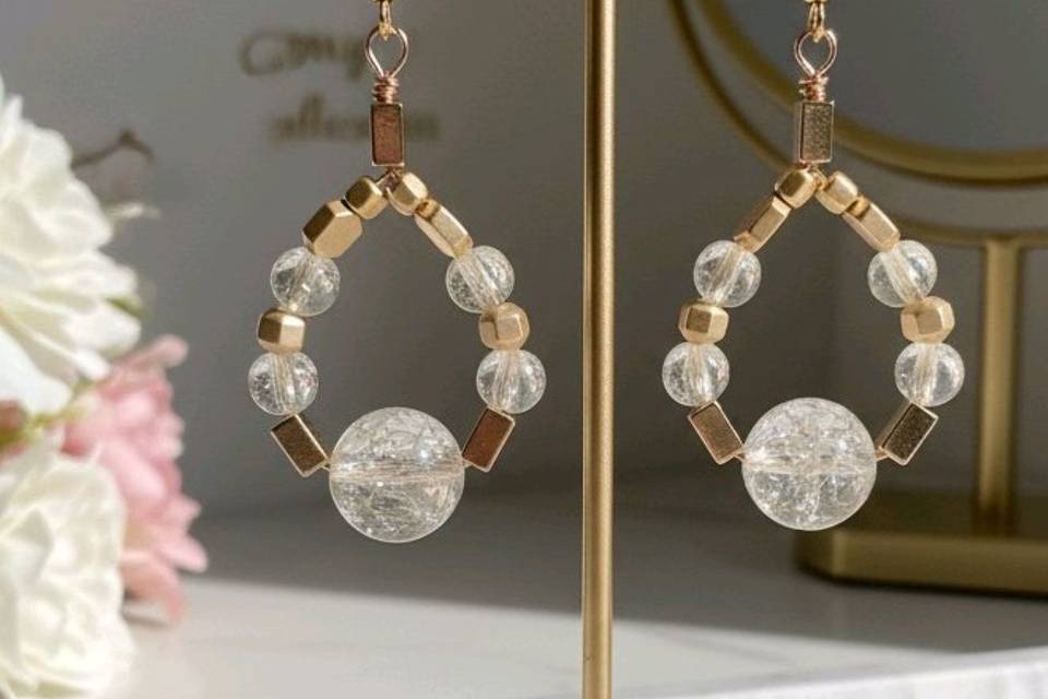 Glass crackle beads and rose g