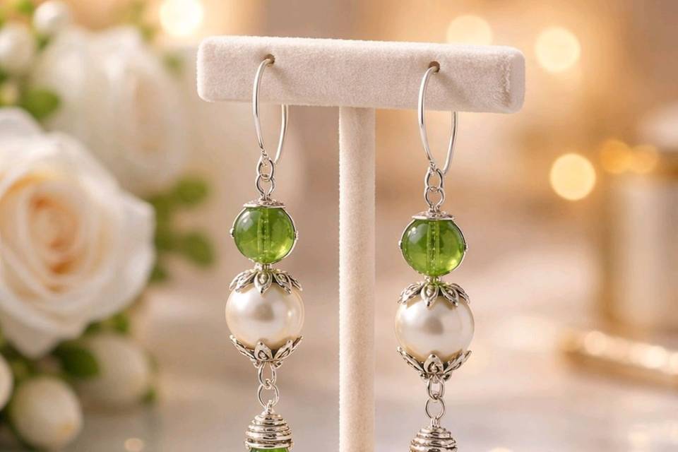Spring green glass & pearl