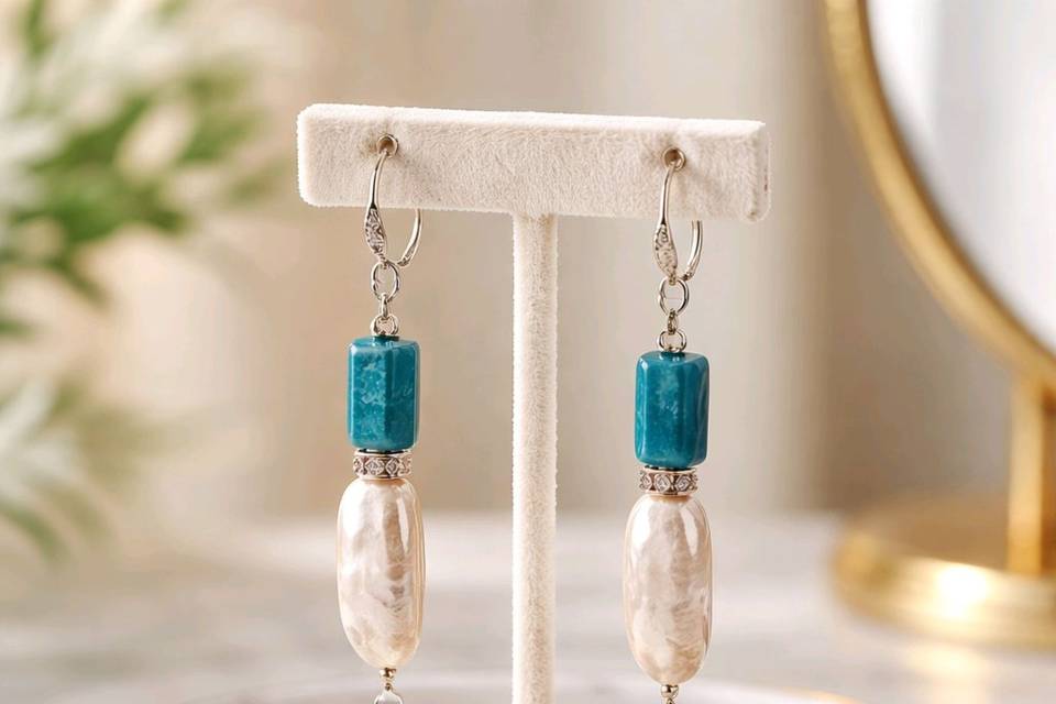 Teal & Baroque pearl